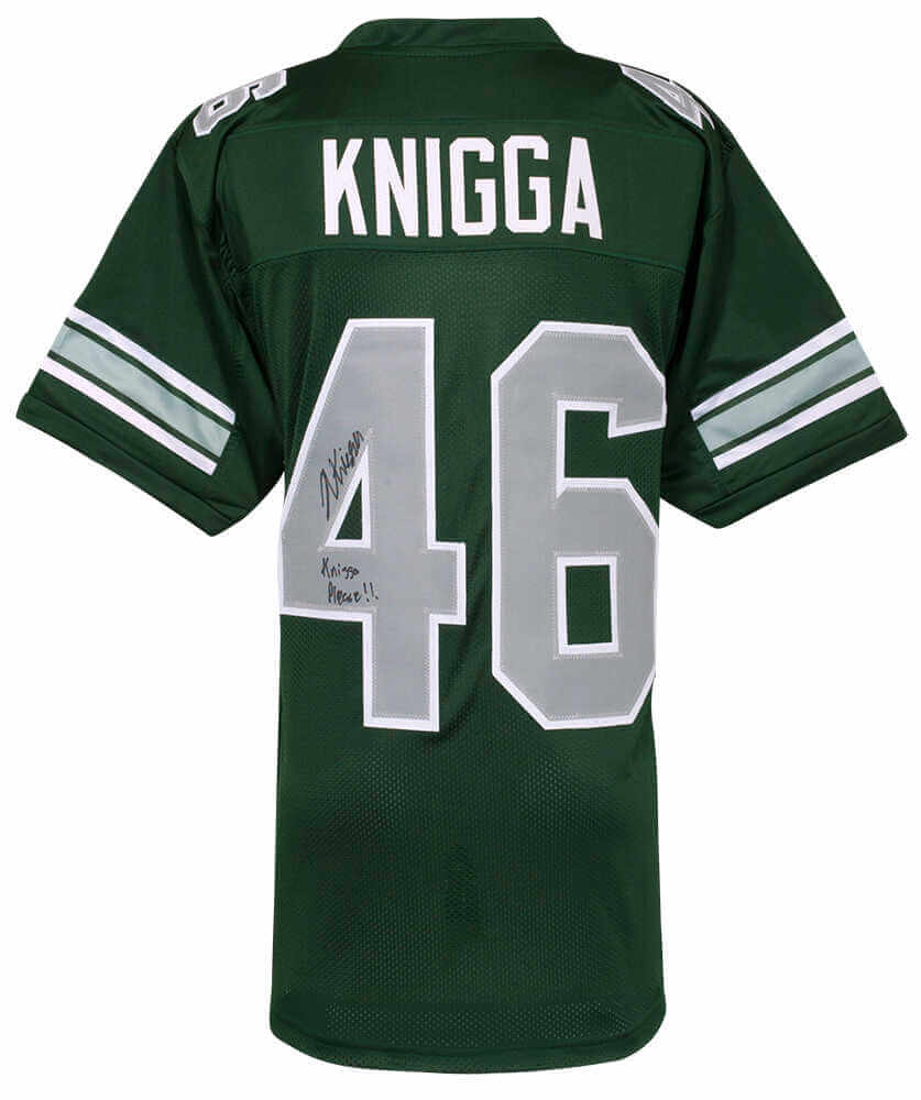 Noah Knigga Signed Green Custom College Football Jersey w/Knigga Please - KNIJRY302 - Noah Knigga Signed Green Custom College Football Jersey w/Knigga Please product image