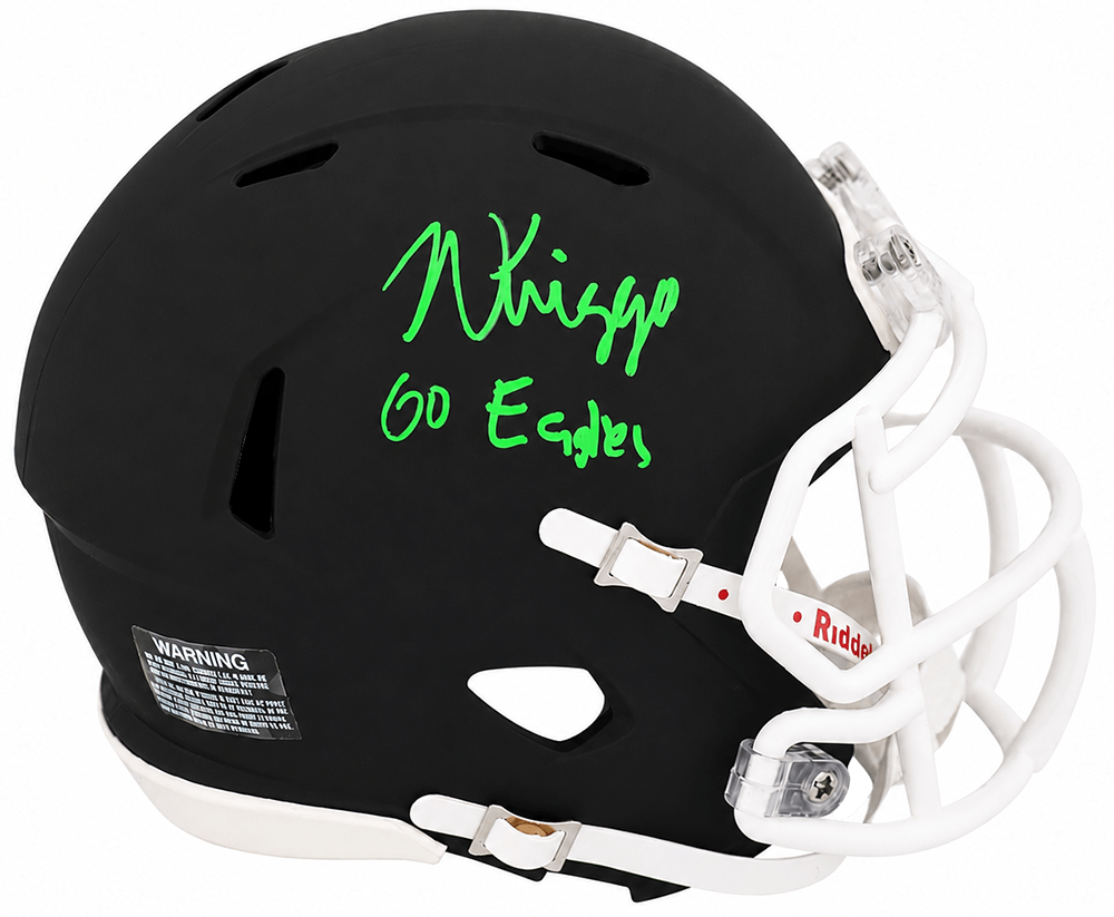 Noah Knigga Signed Black Riddell Black Speed Mini Helmet w/Go Eagles - KNIMIN301 - Noah Knigga Signed Black Riddell Black Speed Mini Helmet w/Go Eagles product image