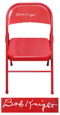 Bobby Knight Signed Full Size Red Metal Folding Chair - KNISTB205 - Bobby Knight Signed Full Size Red Metal Folding Chair product image