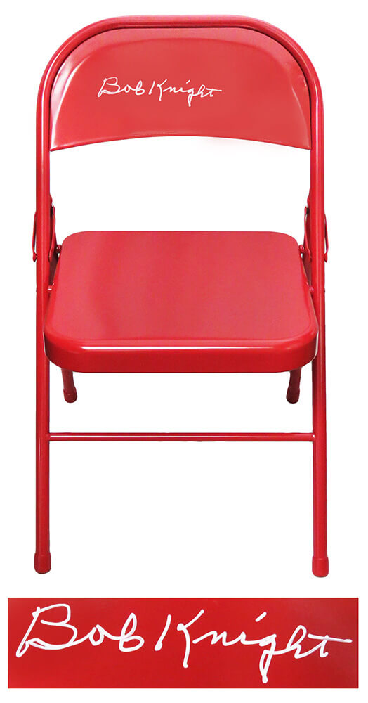 Bobby Knight Signed Full Size Red Metal Folding Chair - KNISTB205 - Bobby Knight Signed Full Size Red Metal Folding Chair product image
