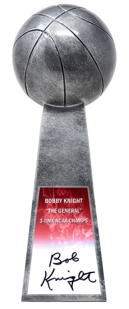 Bobby Knight Signed Basketball Champion 14 Inch Replica Silver Trophy - KNITRO200 - Bobby Knight Signed Basketball Champion 14 Inch Replica Silver Trophy product image