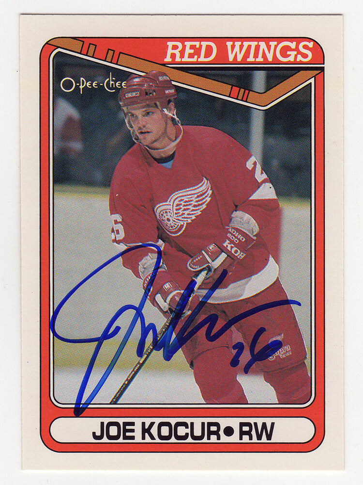 Joe Kocur Signed Detroit Red Wings 1990-91 O-Pee-Chee Hockey Trading Card #550 - KOCCAR400 - Joe Kocur Signed Detroit Red Wings 1990-91 O-Pee-Chee Hockey Trading Card #550 product image