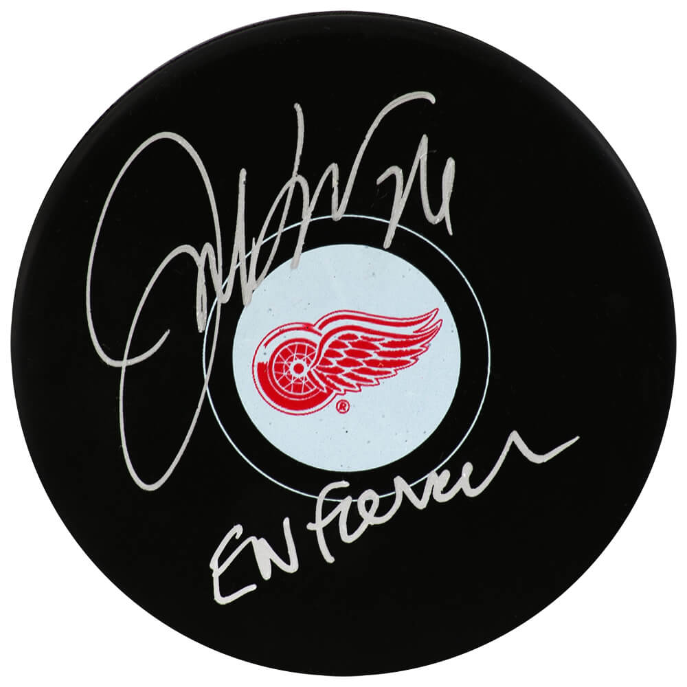 Joe Kocur Signed Detroit Red Wings Logo Hockey Puck w/Enforcer - KOCPUC400 - Joe Kocur Signed Detroit Red Wings Logo Hockey Puck w/Enforcer product image