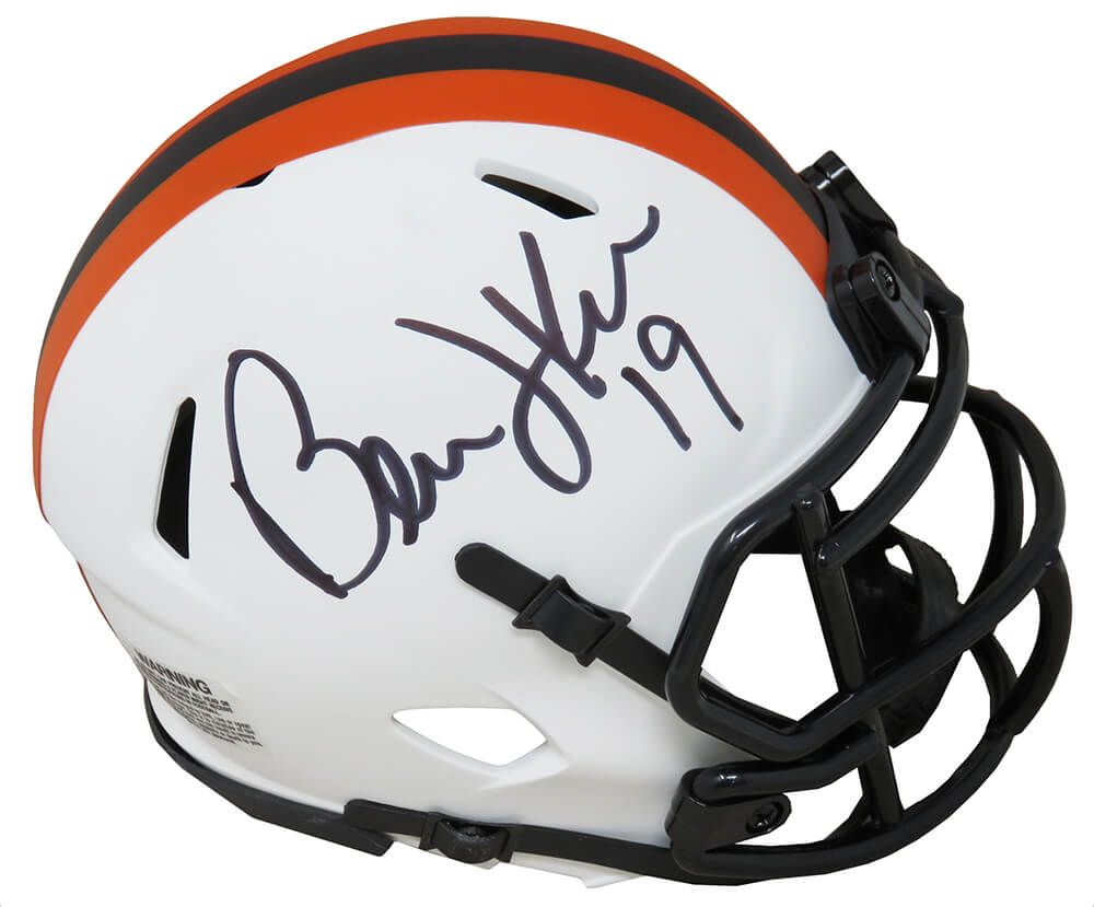 Bernie Kosar Signed Cleveland Browns Lunar Eclipse White Matte Riddell Speed Mini Helmet - KOSMIN303 - Bernie Kosar Signed Cleveland Browns Lunar Eclipse White Matte Riddell Speed Mini Helmet product image
