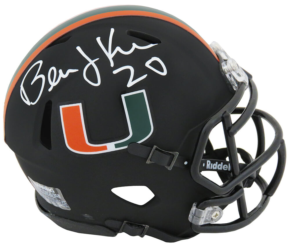 Bernie Kosar Signed Miami Hurricanes Black Night Alternate Riddell Speed Mini Helmet - KOSMIN304 - Bernie Kosar Signed Miami Hurricanes Black Night Alternate Riddell Speed Mini Helmet product image