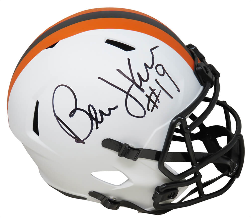 Bernie Kosar Signed Cleveland Browns Lunar Eclipse White Matte Riddell Full Size Speed Replica Helmet - KOSREP302 - Bernie Kosar Signed Cleveland Browns Lunar Eclipse White Matte Riddell Full Size Speed Replica Helmet product image