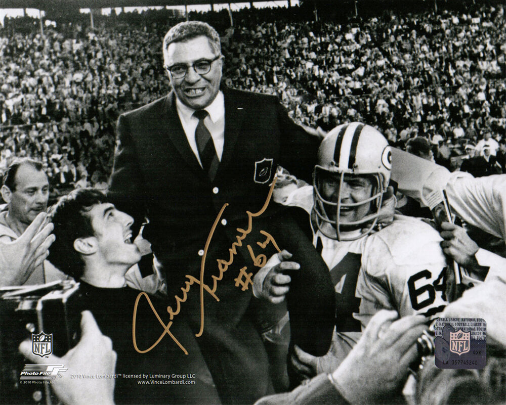 Jerry Kramer Signed Green Bay Packers Carrying Vince Lombardi Off Field 8x10 Photo - KRA08P300 - Jerry Kramer Signed Green Bay Packers Carrying Vince Lombardi Off Field 8x10 Photo product image
