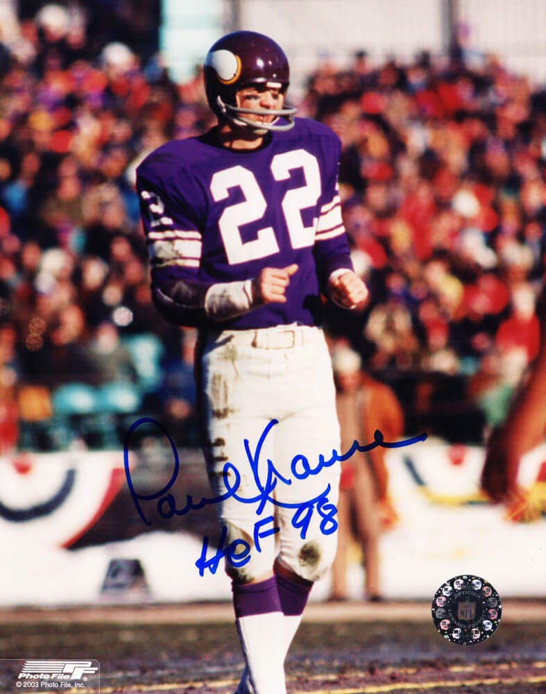 Paul Krause Signed Minnesota Vikings 8x10 Photo w/HOF'98 - KRA08P310 - Paul Krause Signed Minnesota Vikings 8x10 Photo w/HOF'98 product image