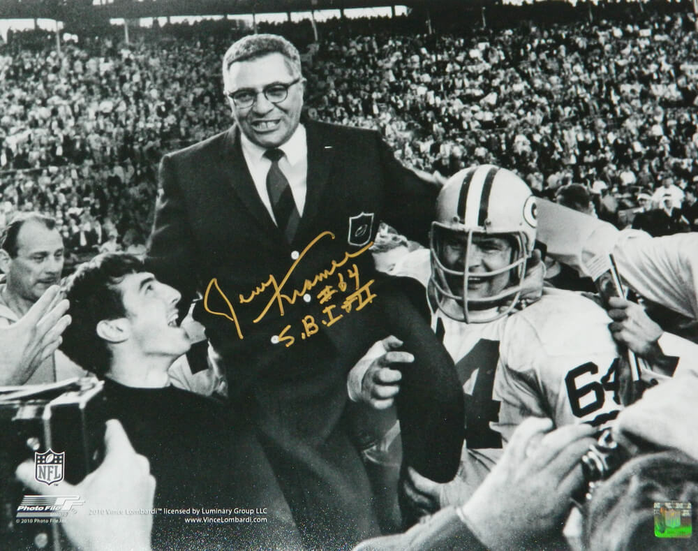 Jerry Kramer Signed Green Bay Packers Carrying Vince Lombardi Off Field 16x20 Photo w/SB I, II - KRA16P300 - Jerry Kramer Signed Green Bay Packers Carrying Vince Lombardi Off Field 16x20 Photo w/SB I, II product image