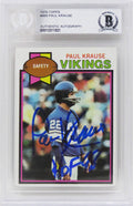 Paul Krause Signed Minnesota Vikings 1979 Topps Football Card #489 w/HOF'98 - (Beckett Encapsulated) - KRACAR301 - Paul Krause Signed Minnesota Vikings 1979 Topps Football Card #489 w/HOF'98 - (Beckett Encapsulated) product image