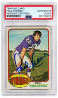 Paul Krause Signed Minnesota Vikings 1976 Topps Football Card #65 - (PSA/DNA Encapsulated) - KRACAR303 - Paul Krause Signed Minnesota Vikings 1976 Topps Football Card #65 - (PSA/DNA Encapsulated) product image