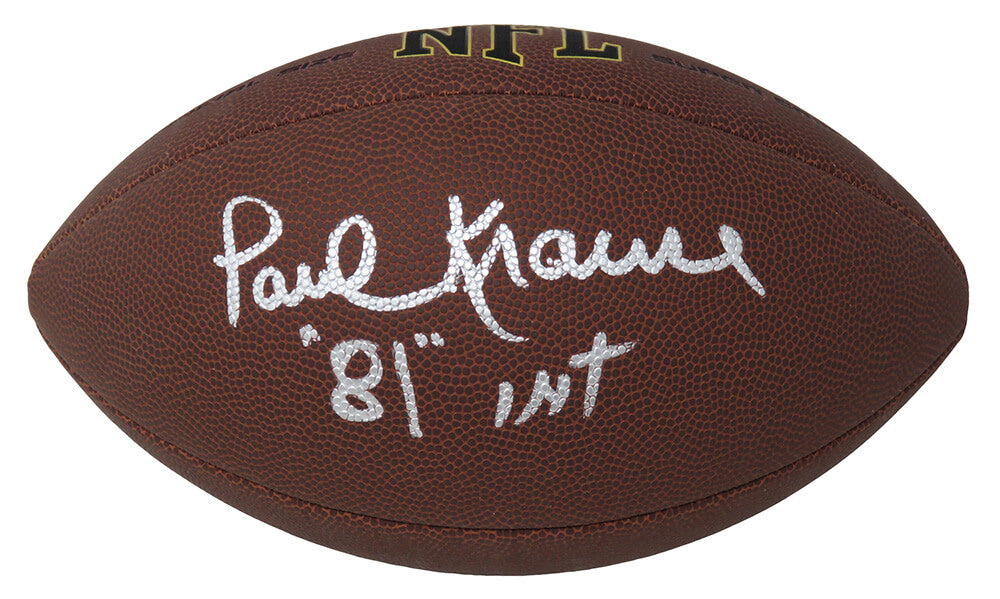 Paul Krause Signed Wilson Super Grip Full Size NFL Football w/81 INT - KRAFTB311 - Paul Krause Signed Wilson Super Grip Full Size NFL Football w/81 INT product image