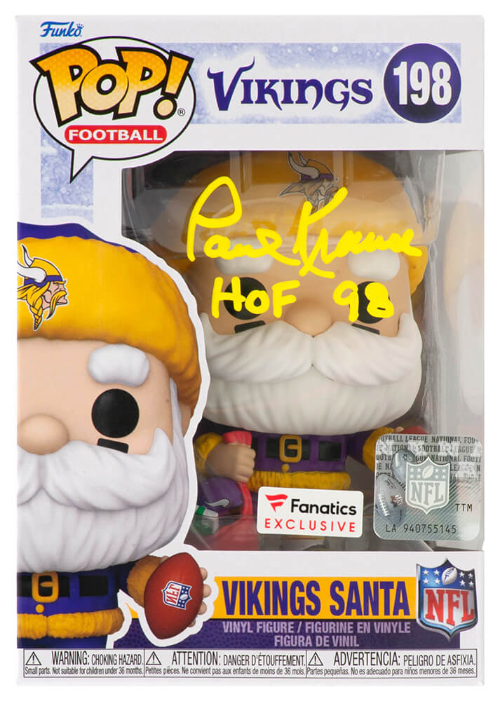 Paul Krause Signed Minnesota Vikings 'SANTA' Funko Pop Doll #198 w/HOF'98 - KRAFUN300 - Paul Krause Signed Minnesota Vikings 'SANTA' Funko Pop Doll #198 w/HOF'98 product image