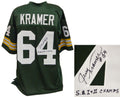 Jerry Kramer Signed Green Throwback Custom Football Jersey w/SB I, II Champs - KRAJRY300 - Jerry Kramer Signed Green Throwback Custom Football Jersey w/SB I, II Champs product image