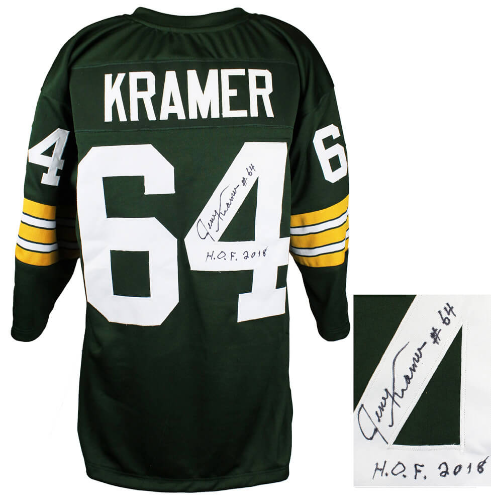 Jerry Kramer Signed Green Throwback Custom Football Jersey w/HOF 2018 - KRAJRY302 - Jerry Kramer Signed Green Throwback Custom Football Jersey w/HOF 2018 product image