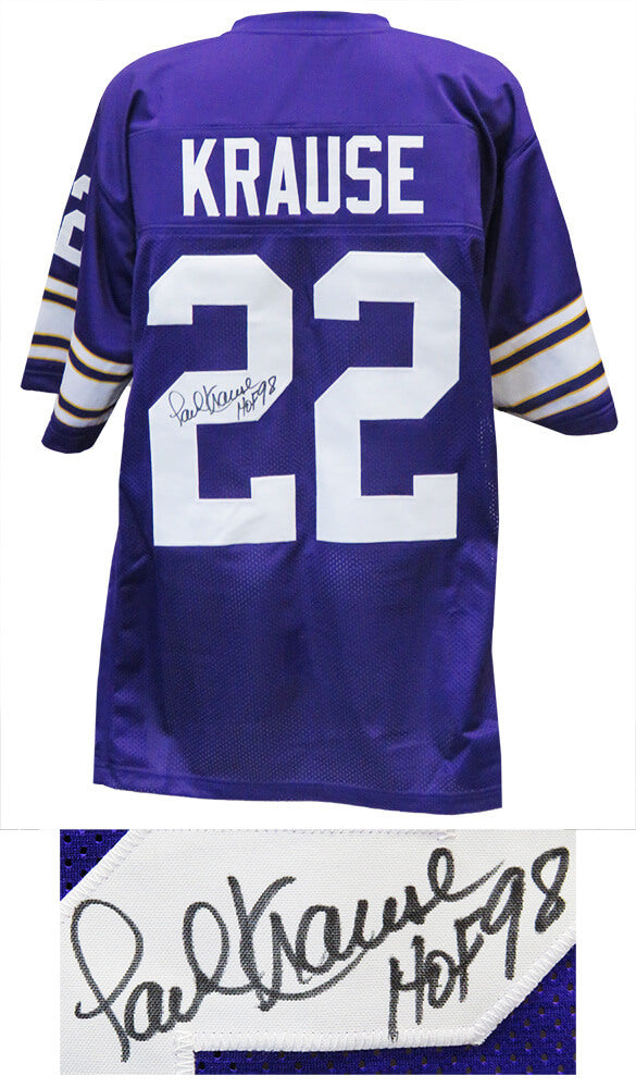 Paul Krause Signed Purple Custom Football Jersey w/HOF'98 - KRAJRY310 - Paul Krause Signed Purple Custom Football Jersey w/HOF'98 product image