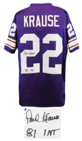Paul Krause Signed Purple Custom Football Jersey w/81 INT - KRAJRY311 - Paul Krause Signed Purple Custom Football Jersey w/81 INT product image