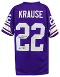 Paul Krause Signed Purple Custom Throwback Football Jersey w/HOF'98 - KRAJRY312 - Paul Krause Signed Purple Custom Throwback Football Jersey w/HOF'98 product image