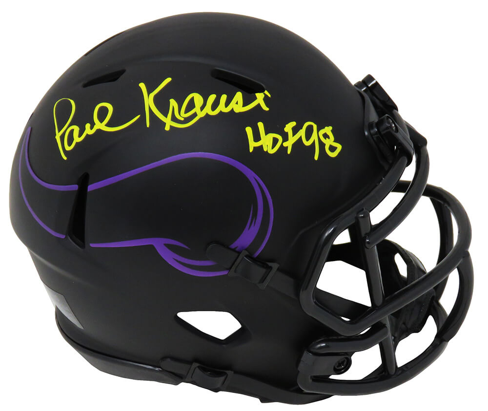 Paul Krause Signed Minnesota Vikings Eclips Black Matte Riddell Speed Mini Helmet w/HOF'98 - KRAMIN311 - Paul Krause Signed Minnesota Vikings Eclips Black Matte Riddell Speed Mini Helmet w/HOF'98 product image