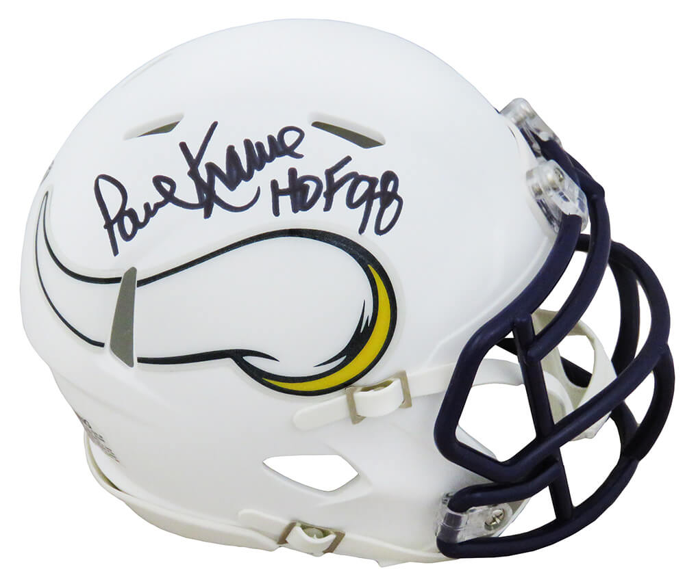 Paul Krause Signed Minnesota Vikings Flat White Matte Riddell Speed Mini Helmet w/HOF'98 - KRAMIN312 - Paul Krause Signed Minnesota Vikings Flat White Matte Riddell Speed Mini Helmet w/HOF'98 product image