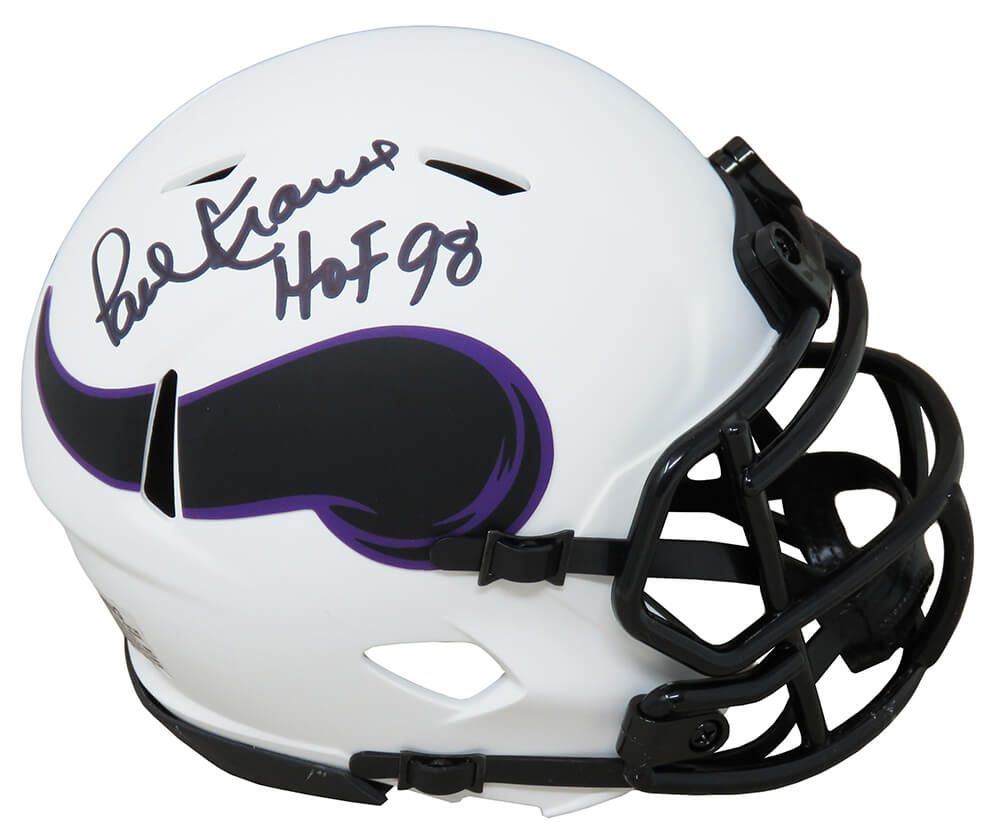 Paul Krause Signed Minnesota Vikings Lunar Eclipse White Matte Riddell Speed Mini Helmet w/HOF'98 - KRAMIN313 - Paul Krause Signed Minnesota Vikings Lunar Eclipse White Matte Riddell Speed Mini Helmet w/HOF'98 product image