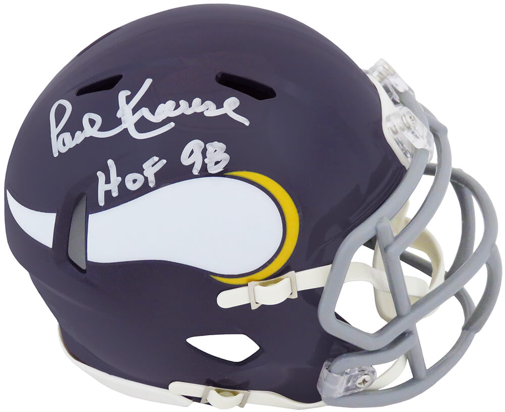 Paul Krause Signed Minnesota Vikings Throwback Riddell Speed Mini Helmet w/HOF'98 - KRAMIN314 - Paul Krause Signed Minnesota Vikings Throwback Riddell Speed Mini Helmet w/HOF'98 product image