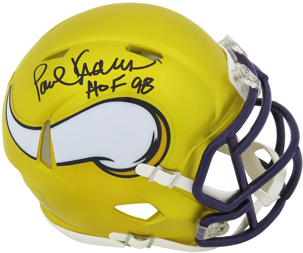 Paul Krause Signed Minnesota Vikings FLASH Riddell Speed Mini Helmet w/HOF'98 - KRAMIN315 - Paul Krause Signed Minnesota Vikings FLASH Riddell Speed Mini Helmet w/HOF'98 product image