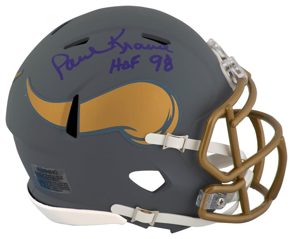 Paul Krause Signed Minnesota Vikings SLATE Riddell Speed Mini Helmet w/HOF'98 - KRAMIN316 - Paul Krause Signed Minnesota Vikings SLATE Riddell Speed Mini Helmet w/HOF'98 product image