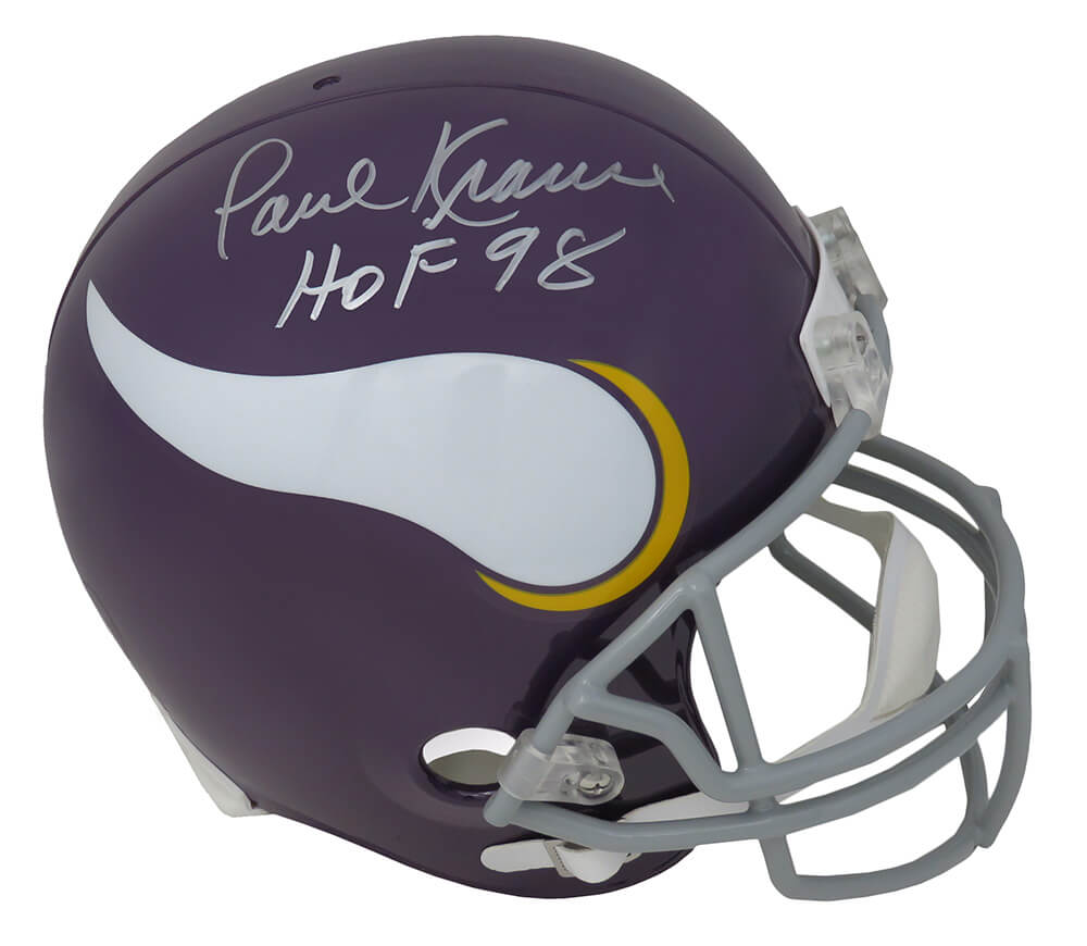 Paul Krause Signed Minnesota Vikings Throwback Riddell Full Size Replica Helmet w/HOF'98 - KRAREP310 - Paul Krause Signed Minnesota Vikings Throwback Riddell Full Size Replica Helmet w/HOF'98 product image
