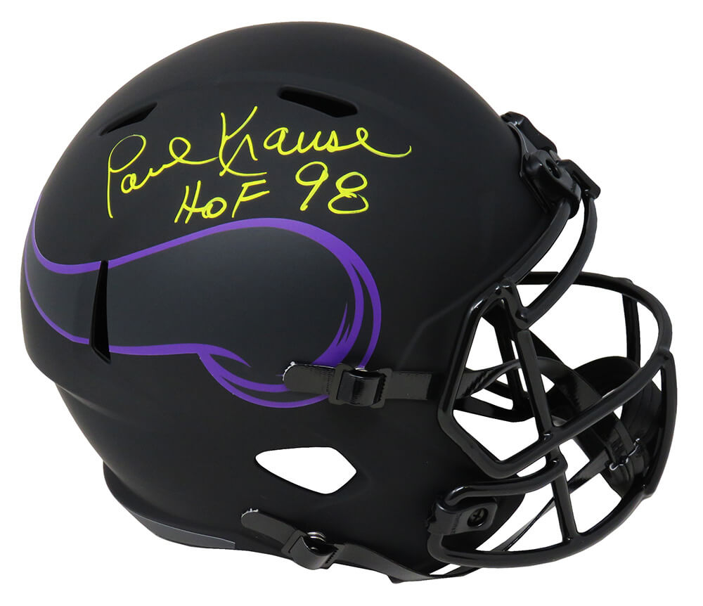 Paul Krause Signed Minnesota Vikings Eclipse Black Matte Riddell Full Size Speed Replica Helmet w/HOF'98 - KRAREP312 - Paul Krause Signed Minnesota Vikings Eclipse Black Matte Riddell Full Size Speed Replica Helmet w/HOF'98 product image