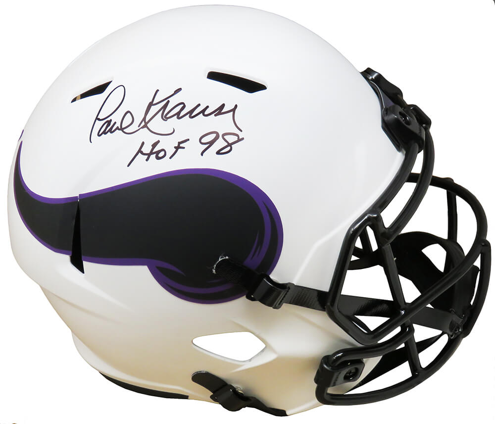 Paul Krause Signed Minnesota Vikings Lunar Eclipse White Matte Riddell Full Size Speed Replica Helmet w/HOF'98 - KRAREP315 - Paul Krause Signed Minnesota Vikings Lunar Eclipse White Matte Riddell Full Size Speed Replica Helmet w/HOF'98 product image
