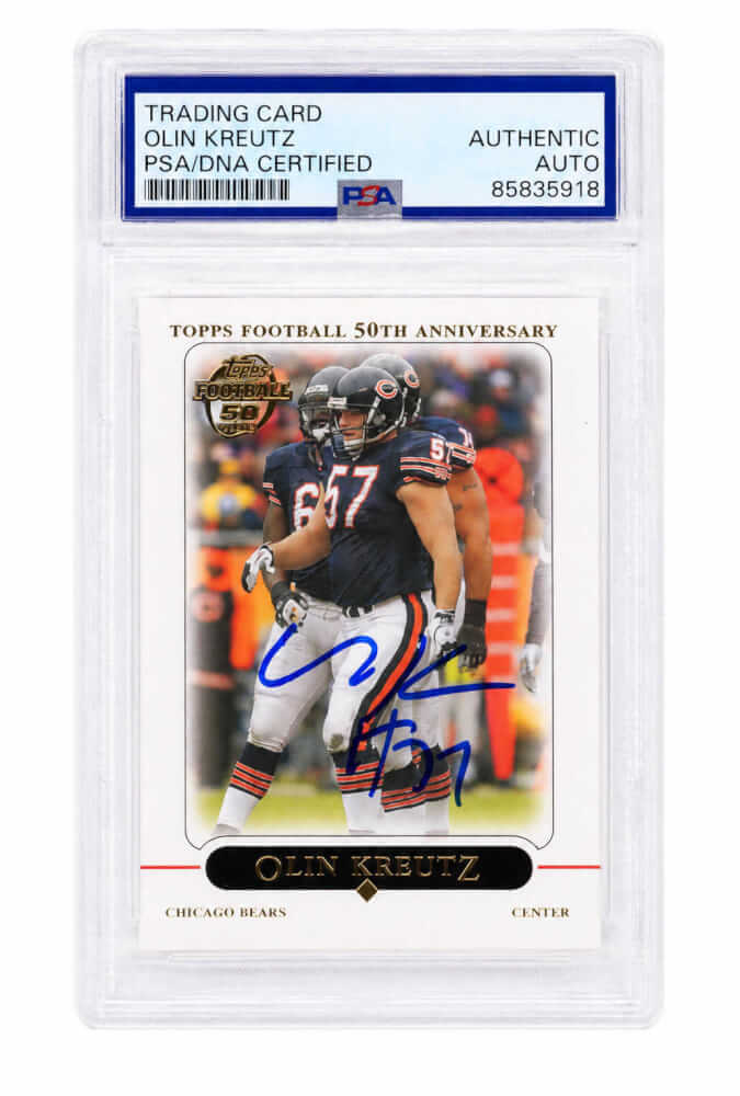 Olin Kreutz Signed Chicago Bears 2005 Topps Football Trading Card #126 - (PSA Encapsulated) - KRECAR300 - Olin Kreutz Signed Chicago Bears 2005 Topps Football Trading Card #126 - (PSA Encapsulated) product image