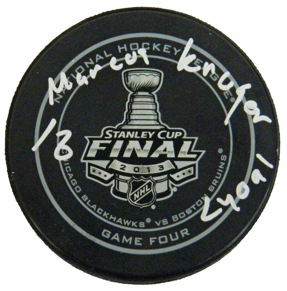 Marcus Kruger Signed (Full Name) Official 2013 Stanley Cup Finals Game Four Hockey Puck w/Goal - KRUPUC404 - Marcus Kruger Signed (Full Name) Official 2013 Stanley Cup Finals Game Four Hockey Puck w/Goal product image