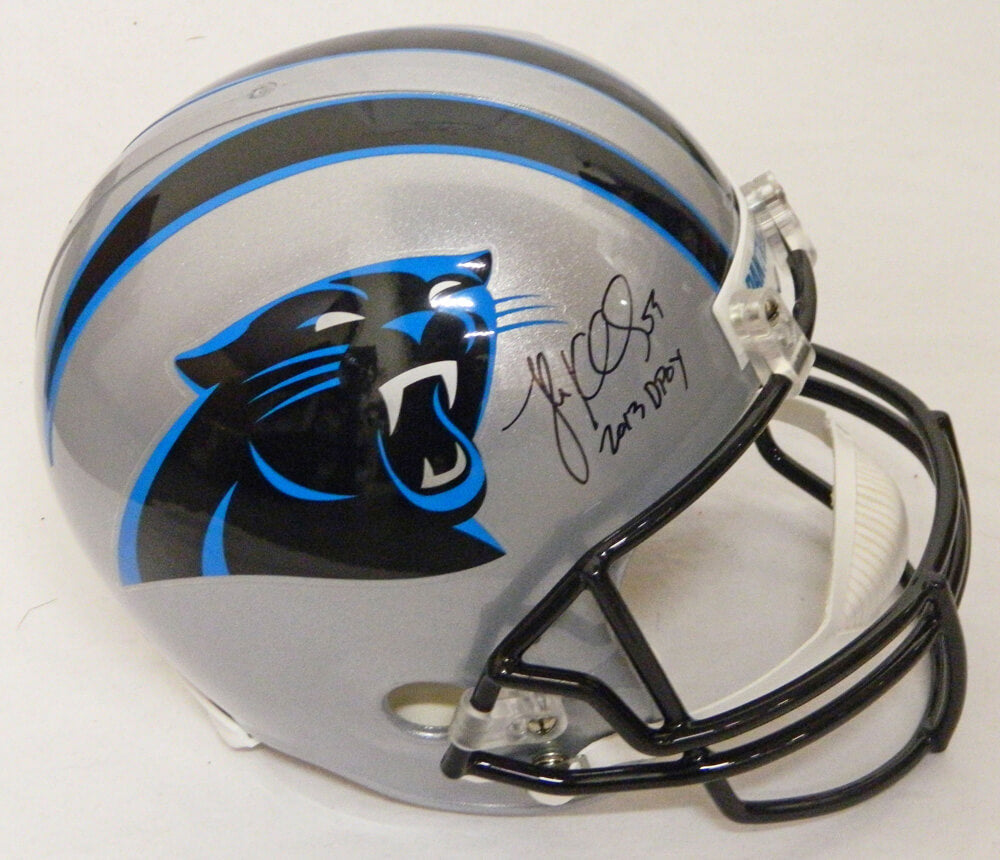 Luke Kuechly Signed Carolina Panthers Riddell Full Size Replica Helmet w/2013 DPOY - KUEREP301 - Luke Kuechly Signed Carolina Panthers Riddell Full Size Replica Helmet w/2013 DPOY product image
