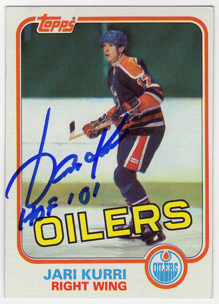 Jari Kurri Signed Edmonton Oilers 1981-82 Topps Rookie Hockey Card #18 w/HOF'01 - KURCAR400 - Jari Kurri Signed Edmonton Oilers 1981-82 Topps Rookie Hockey Card #18 w/HOF'01 product image