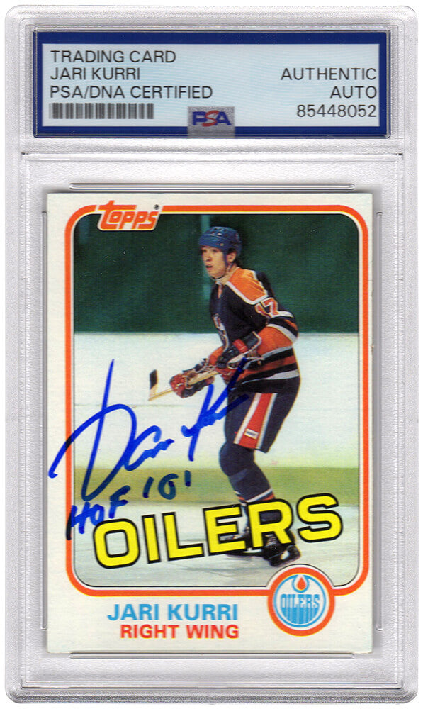 Jari Kurri Signed Edmonton Oilers 1981-82 Topps Rookie Hockey Card #18 w/HOF'01 - (PSA Encapsulated) - KURCAR401 - Jari Kurri Signed Edmonton Oilers 1981-82 Topps Rookie Hockey Card #18 w/HOF'01 - (PSA Encapsulated) product image