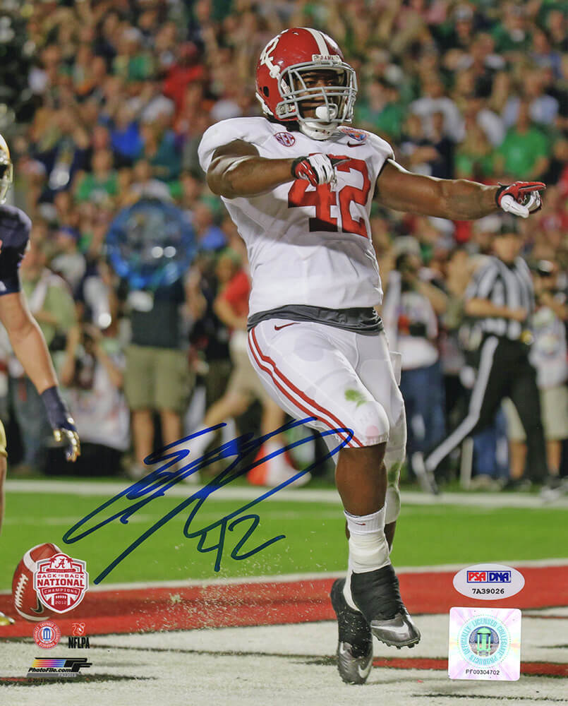 Eddie Lacy Signed Alabama 2012 National Title Game Endzone Celebration 8x10 Photo (In Blue)(PSA) - LAC08P301 - Eddie Lacy Signed Alabama 2012 National Title Game Endzone Celebration 8x10 Photo (In Blue)(PSA) product image