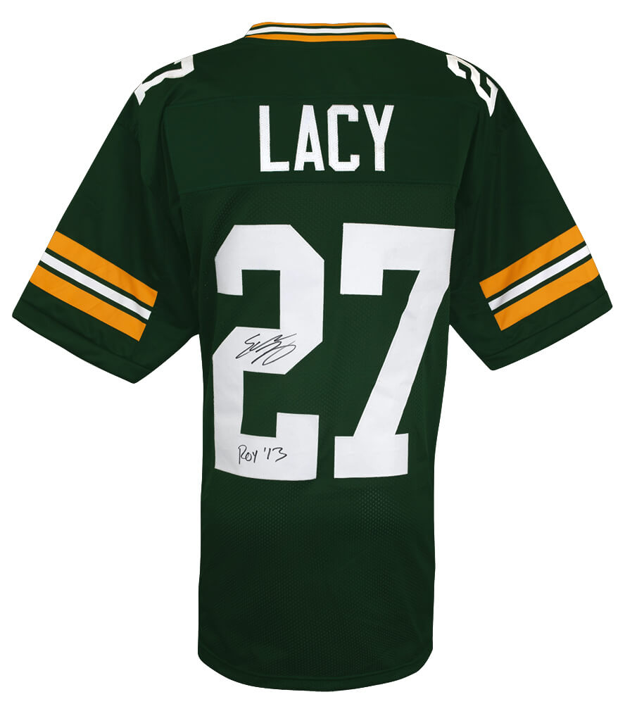 Eddie Lacy Signed Green Custom Football Jersey w/ROY'13 - LACJRY303 - Eddie Lacy Signed Green Custom Football Jersey w/ROY'13 product image