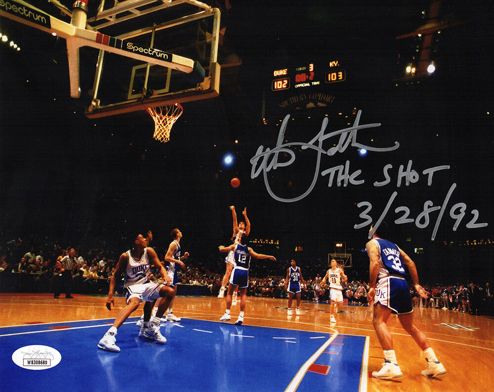 Christian Laettner Signed Duke The Shot Image 8x10 Photo w/The Shot 3-28-92 - (JSA) - LAE08P210MYS - Christian Laettner Signed Duke The Shot Image 8x10 Photo w/The Shot 3-28-92 - (JSA) product image