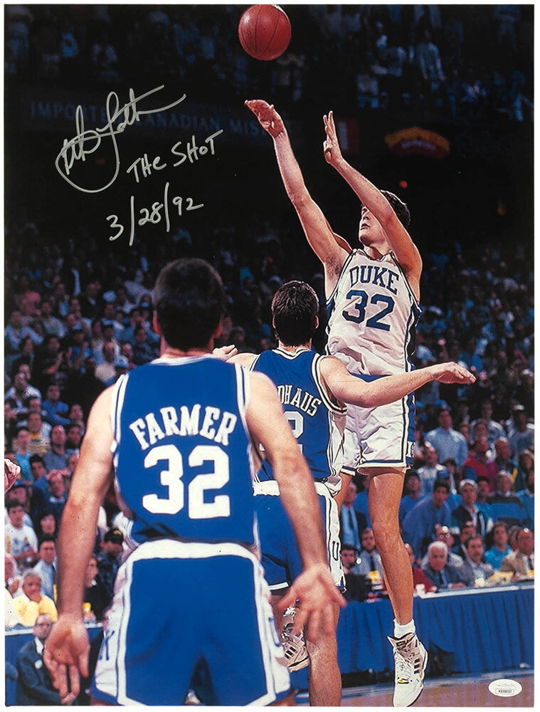 Christian Laettner Signed Duke Shot Vertical Close Up 16x20 w/The Shot 3-28-92 - (JSA) - LAE16P207MYS - Christian Laettner Signed Duke Shot Vertical Close Up 16x20 w/The Shot 3-28-92 - (JSA) product image