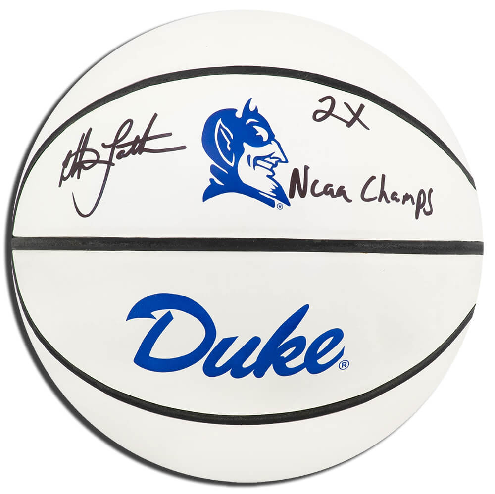 Christian Laettner Signed Duke Blue Devils Rawlings White Logo Basketball w/2x NCAA Champs - LAEBSK212 - Christian Laettner Signed Duke Blue Devils Rawlings White Logo Basketball w/2x NCAA Champs product image