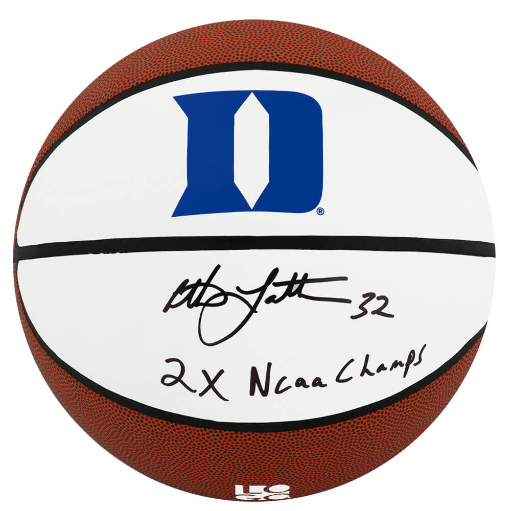 Christian Laettner Signed Duke Blue Devils Logo Brands White Logo Basketball w/2x NCAA Champs - LAEBSK217 - Christian Laettner Signed Duke Blue Devils Logo Brands White Logo Basketball w/2x NCAA Champs product image