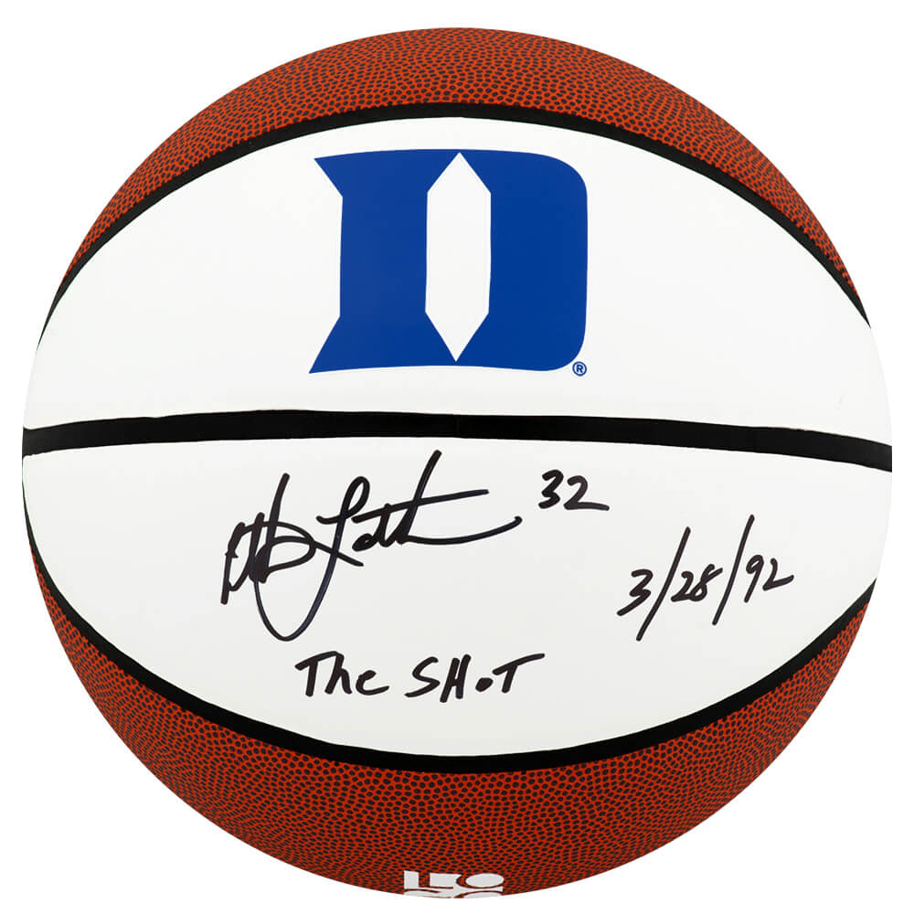 Christian Laettner Signed Duke Blue Devils Logo Brands White Logo Basketball w/The Shot 3-28-92 - LAEBSK218 - Christian Laettner Signed Duke Blue Devils Logo Brands White Logo Basketball w/The Shot 3-28-92 product image