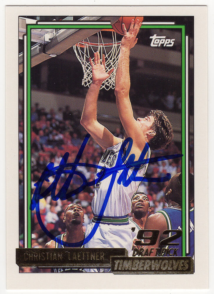 Christian Laettner Signed Minnesota Timberwolves 1992-93 Topps GOLD Rookie Basketball Card #334 - LAECAR201 - Christian Laettner Signed Minnesota Timberwolves 1992-93 Topps GOLD Rookie Basketball Card #334 product image