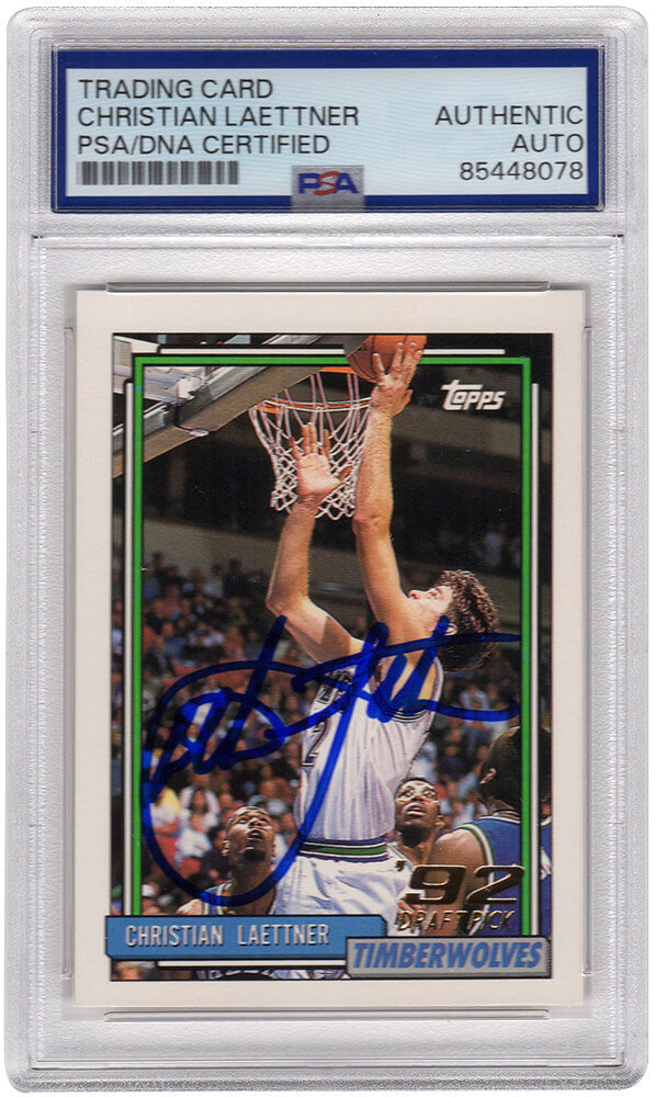 Christian Laettner Signed Timberwolves 1992-93 Topps Rookie Basketball Card #334 - (PSA Encapsulated) - LAECAR205 - Christian Laettner Signed Timberwolves 1992-93 Topps Rookie Basketball Card #334 - (PSA Encapsulated) product image