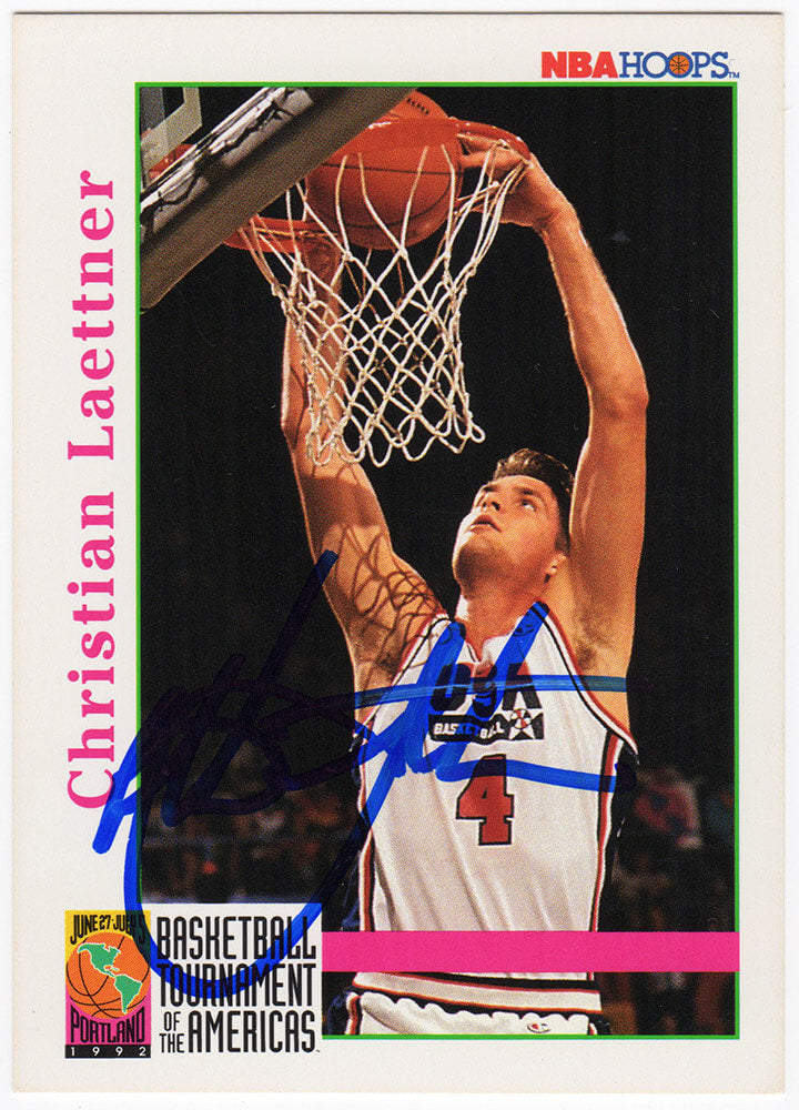 Christian Laettner Signed Team USA Olympics 1992 NBA Hoops Basketball Trading Card #342 - LAECAR210 - Christian Laettner Signed Team USA Olympics 1992 NBA Hoops Basketball Trading Card #342 product image