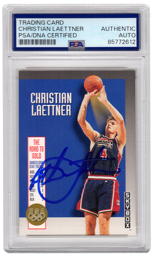 Christian Laettner Signed Team USA Olympics 1992 Skybox Basketball Trading Card #USA9 - (PSA Encapsulated) - LAECAR213 - Christian Laettner Signed Team USA Olympics 1992 Skybox Basketball Trading Card #USA9 - (PSA Encapsulated) product image