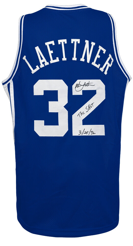 Christian Laettner Signed Blue Custom College Basketball Jersey w/The Shot 3-28-92 - LAEJRY209 - Christian Laettner Signed Blue Custom College Basketball Jersey w/The Shot 3-28-92 product image