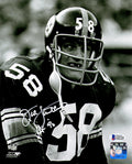Jack Lambert Signed Pittsburgh Steelers No Teeth Dracula B&W 8x10 Photo w/HOF'90 - LAM08P302 - Jack Lambert Signed Pittsburgh Steelers No Teeth Dracula B&W 8x10 Photo w/HOF'90 product image