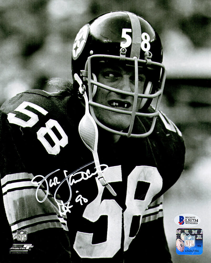 Jack Lambert Signed Pittsburgh Steelers No Teeth Dracula B&W 8x10 Photo w/HOF'90 - LAM08P302 - Jack Lambert Signed Pittsburgh Steelers No Teeth Dracula B&W 8x10 Photo w/HOF'90 product image